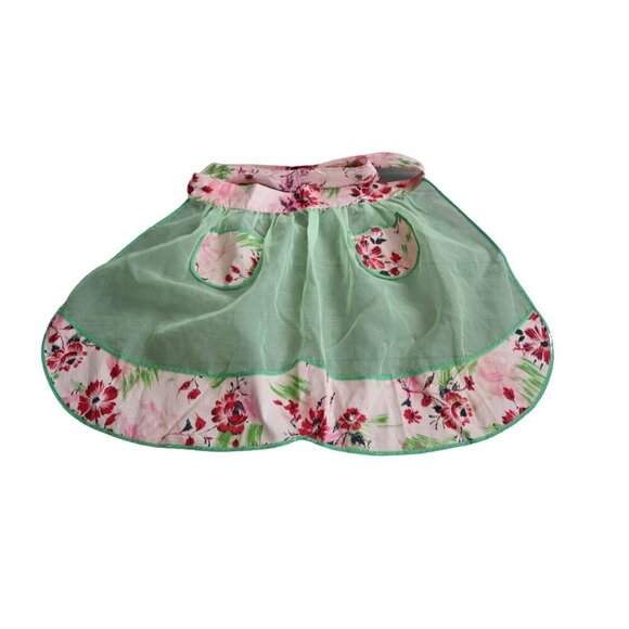 Vintage Apron Chiffon Apple Green Half Apron 1950s - Picture 2 of 4